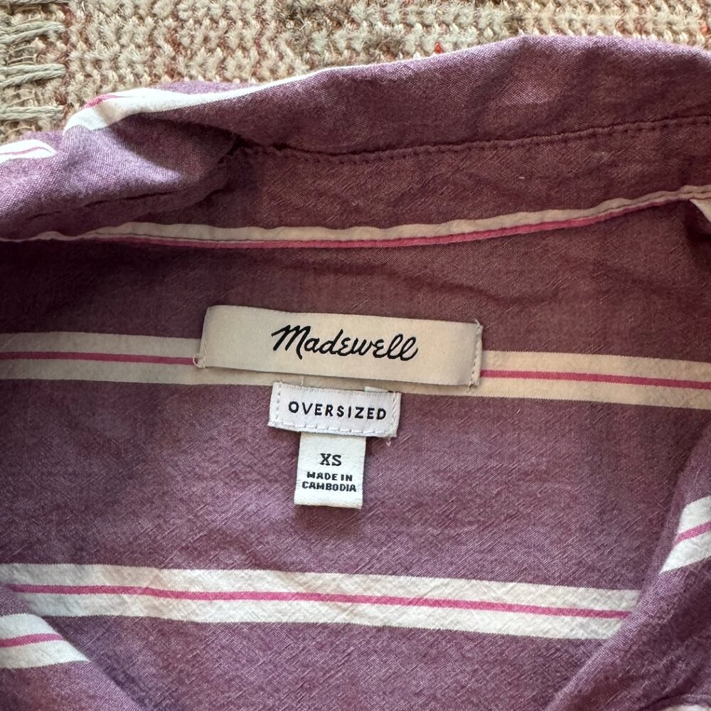 MADEWELL STRIPED POPLIN OVERSIZED SHIRT in IRIS BLOOM - Picture 7 of 9